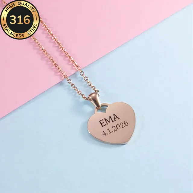 Personalizirana ogrlica z obeskom srca in gravuro po želji 